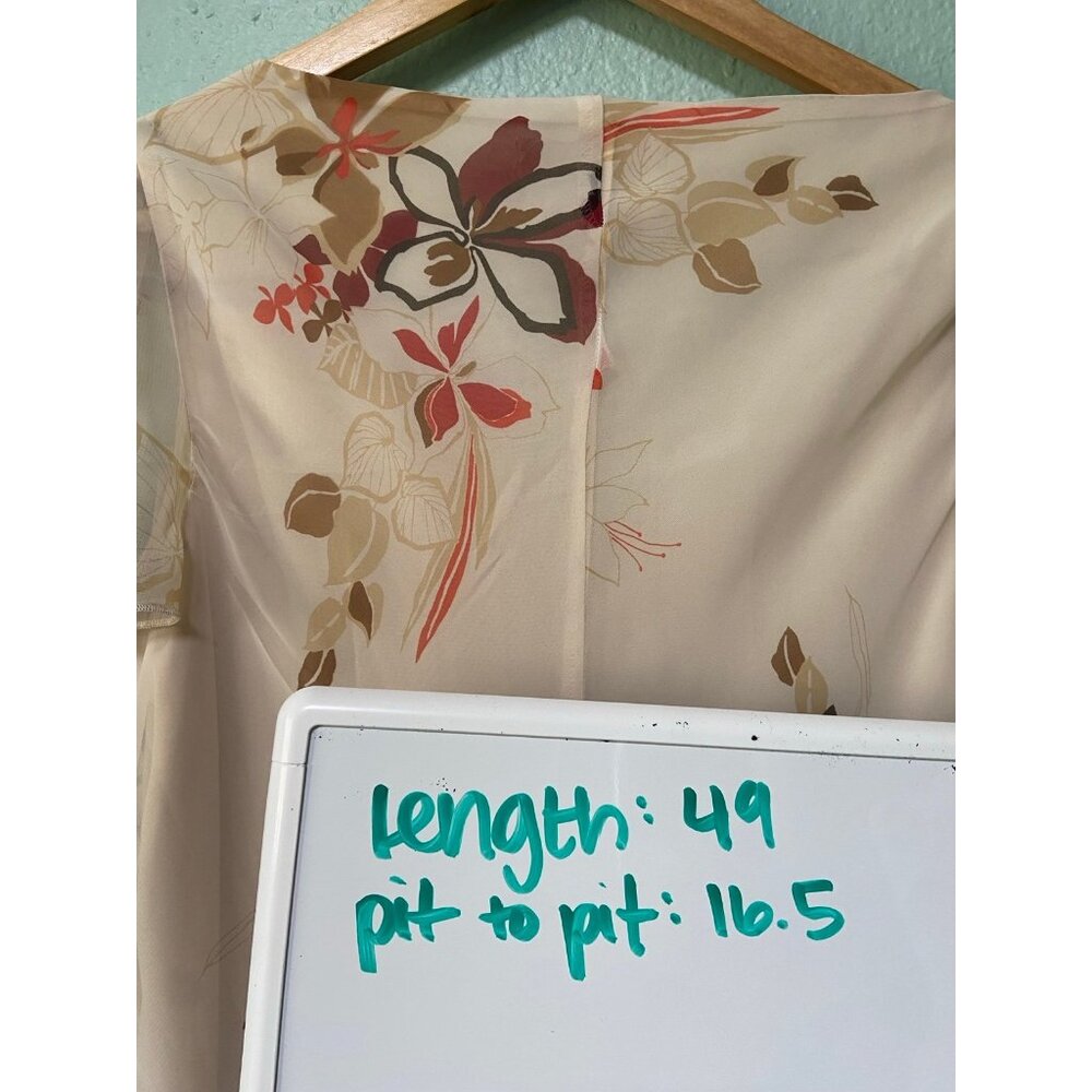 Y2K‎ Inspired FLP Women's Cream Floral Midi Flutter Sleeve Dress Size 16 - Picture 11 of 11
